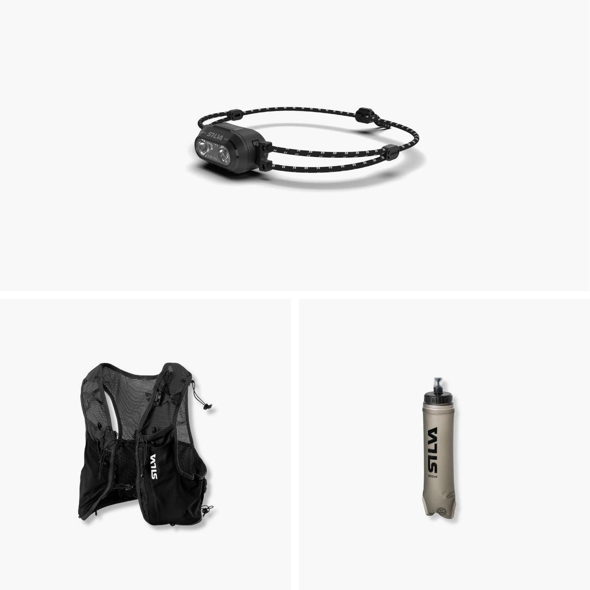 Löparkit – Väst, Pannlampa & Soft Flask