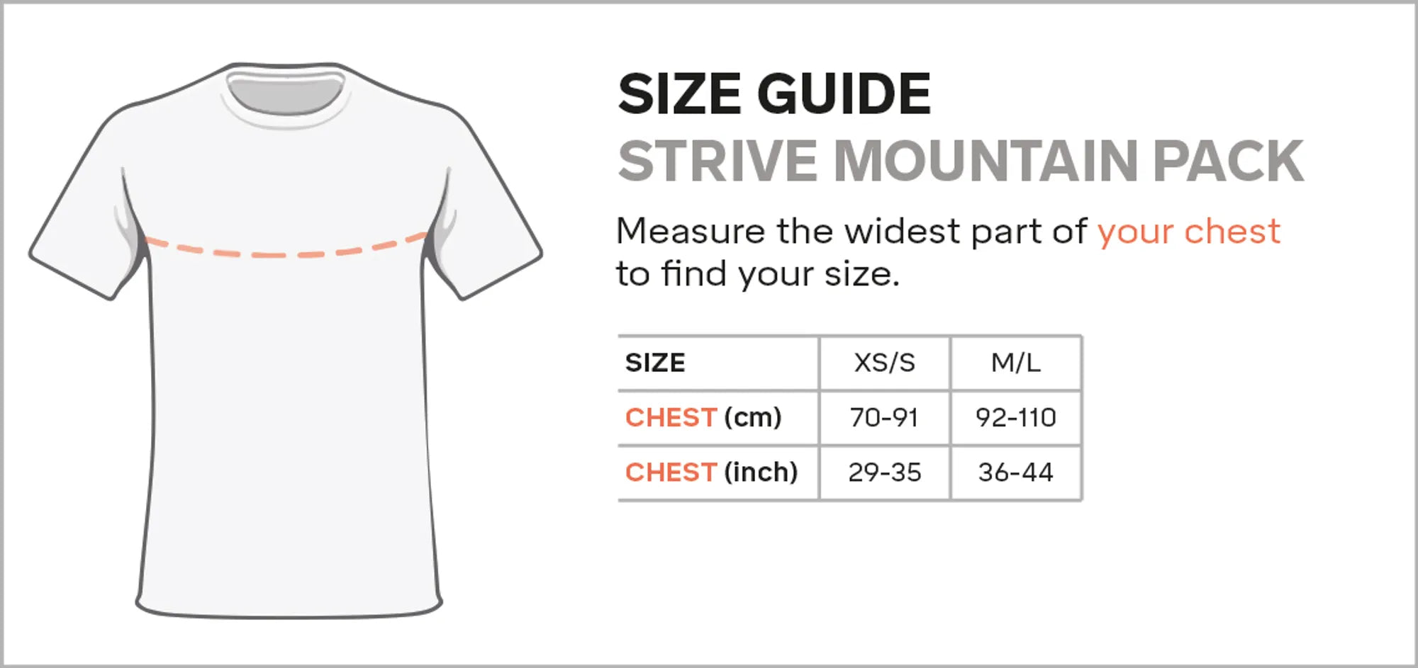 Size guide - Strive Mountain Pack